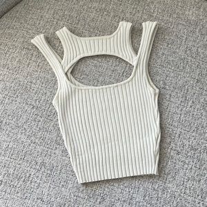 Beige Ribbed Tank